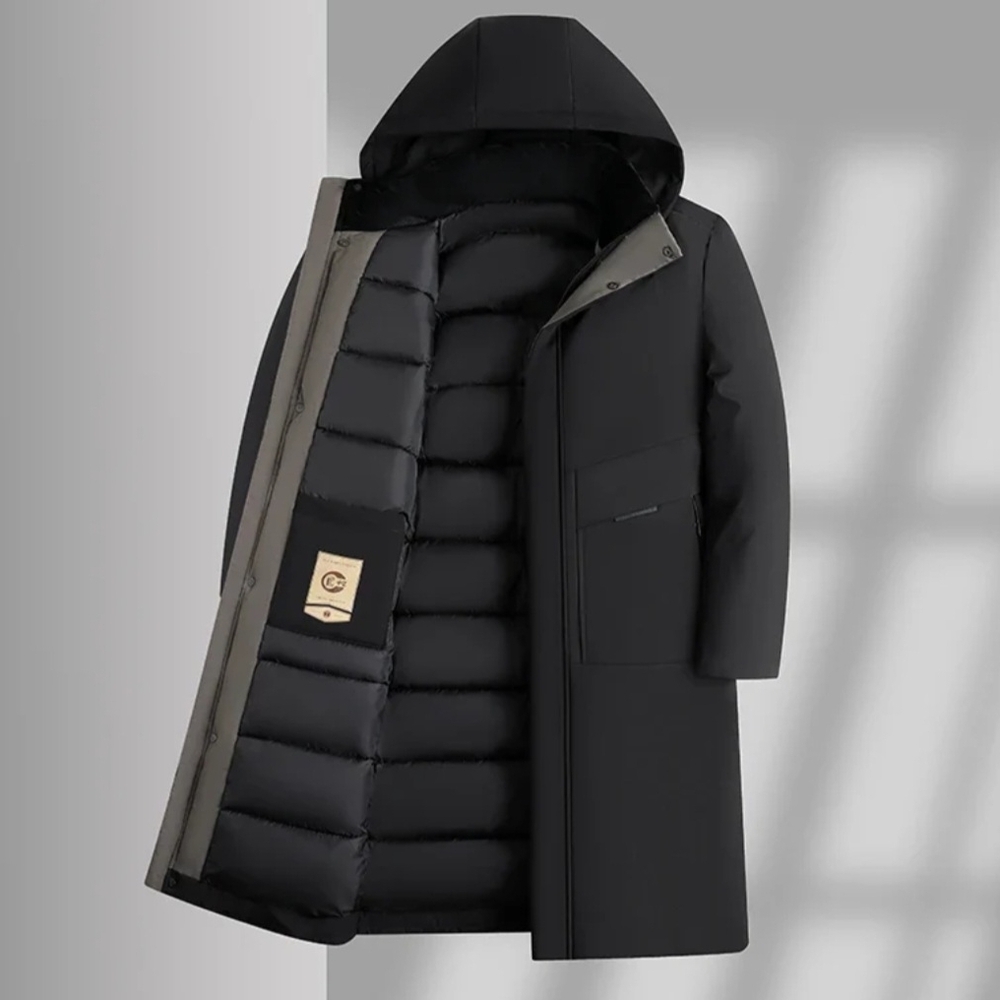 Men's Black Hooded Trench Coat
